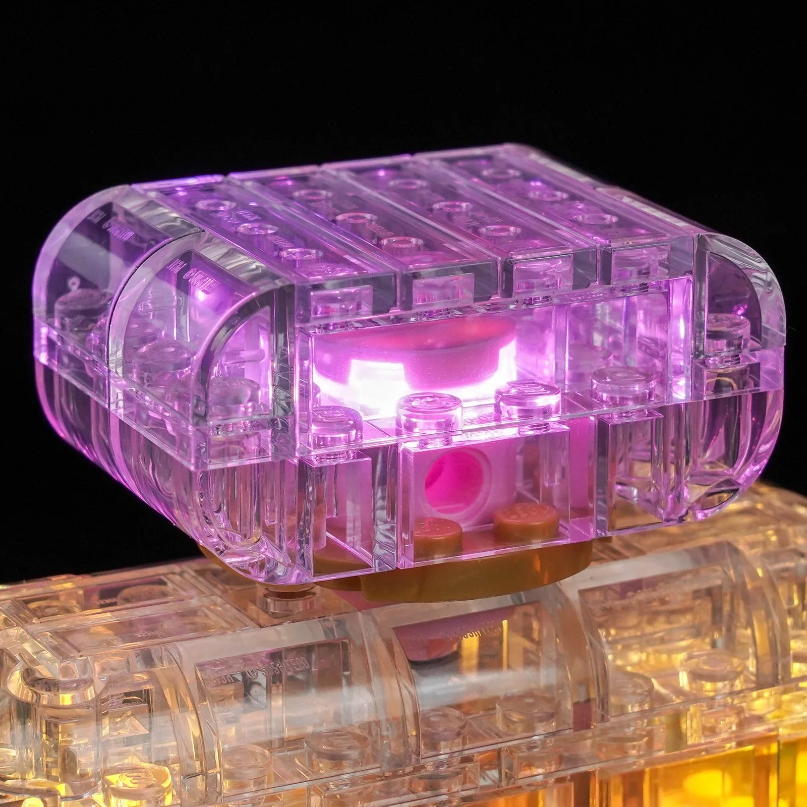 LEGO® Creator Floral Decor Perfume Bottle #31383 — showcase lighting view (RGB LED light kit)