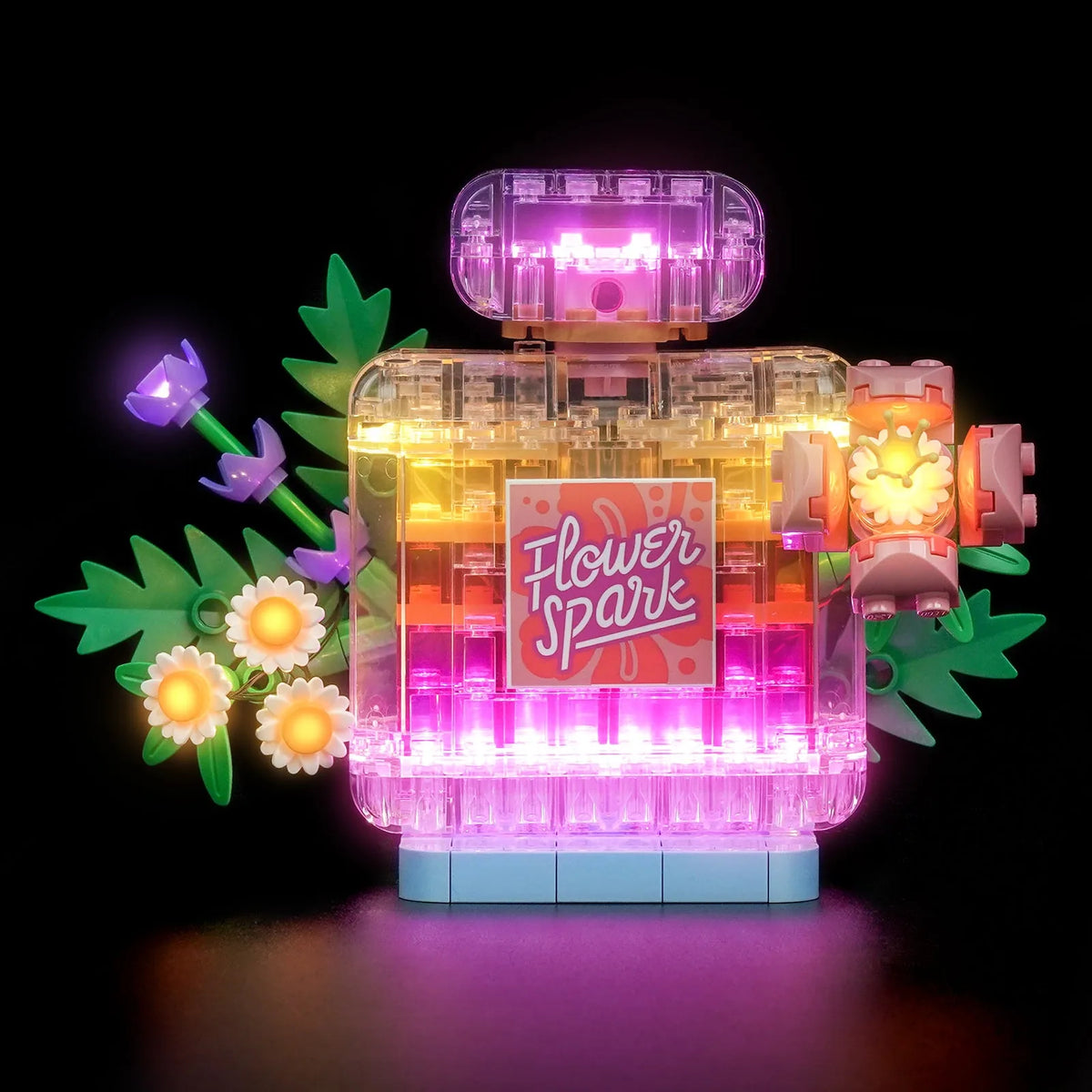 brightened interior detail: Bright My Bricks USB-powered LED light kit for LEGO® Creator Floral Decor Perfume Bottle #31383