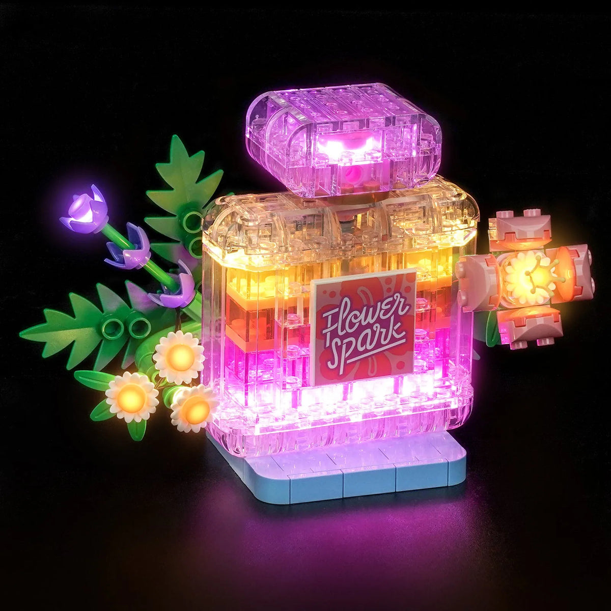 illuminated at night: Bright My Bricks LED lights for LEGO® Creator Floral Decor Perfume Bottle #31383