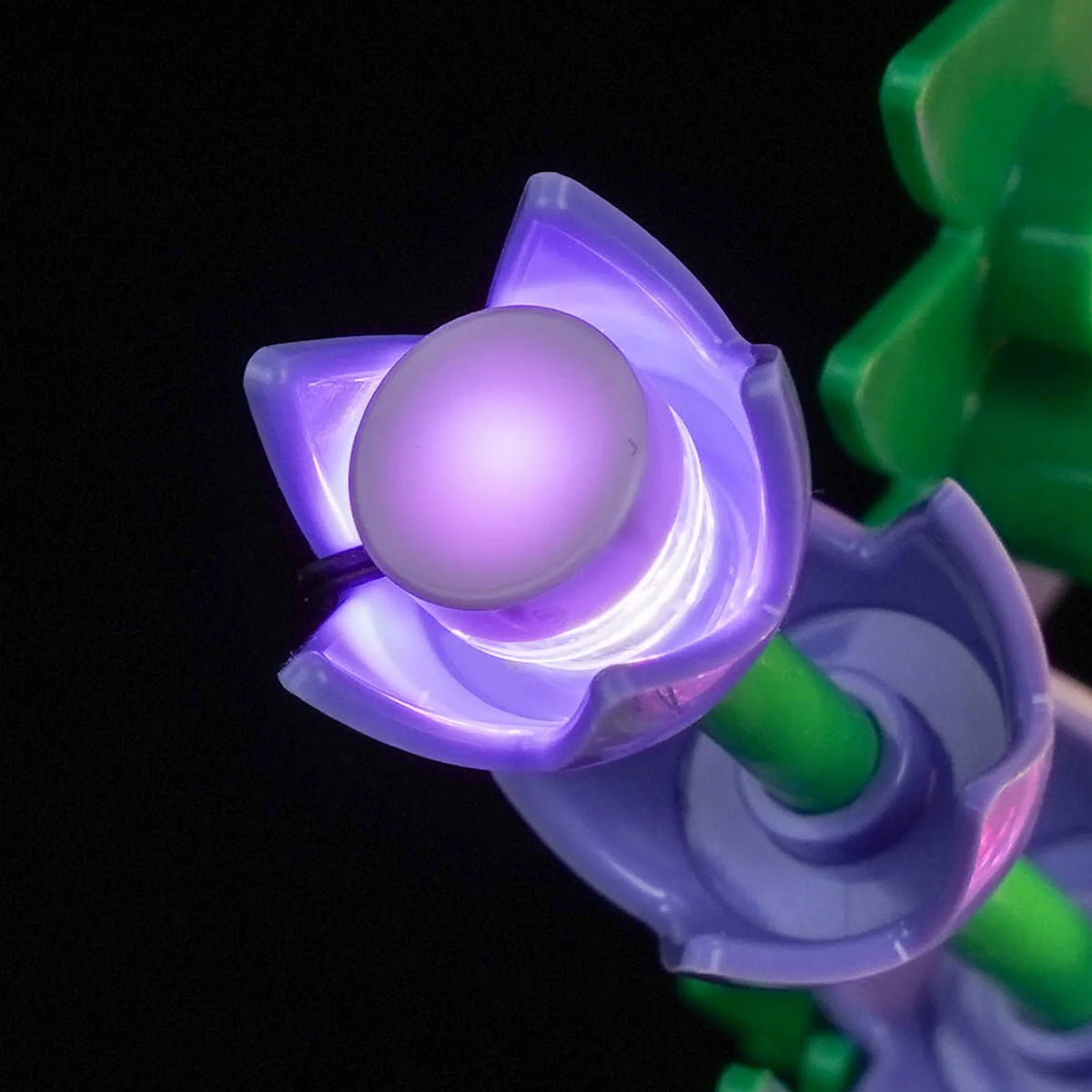 Bright My Bricks custom LED lighting for LEGO® Creator Floral Decor Perfume Bottle #31383 — fully illuminated on display