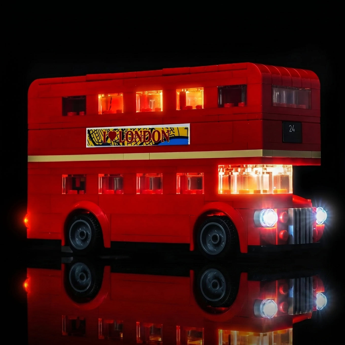 Bright My Bricks LED lights for LEGO® Creator London Bus #40953 — night-mode display glow
