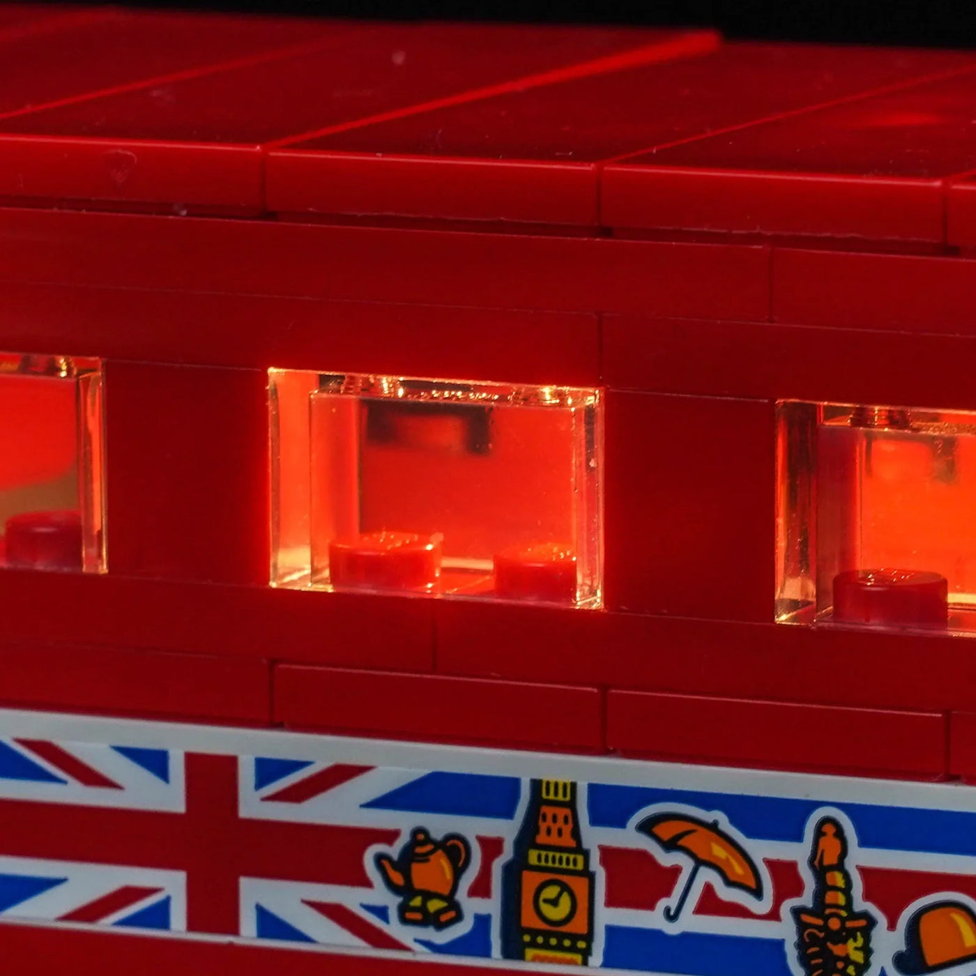 Bright My Bricks LED light kit for LEGO® Creator London Bus #40953 — brightened interior detail
