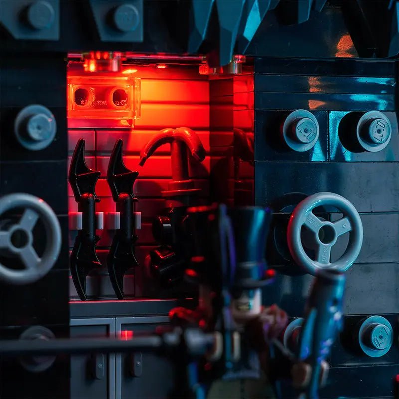 Bright My Bricks LED lights for LEGO® DC Batcave #76252 — illuminated at night