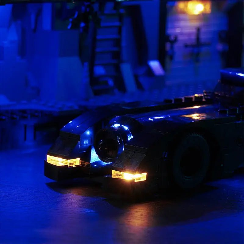 installed and glowing: Bright My Bricks LED lights for LEGO® DC Batcave #76252