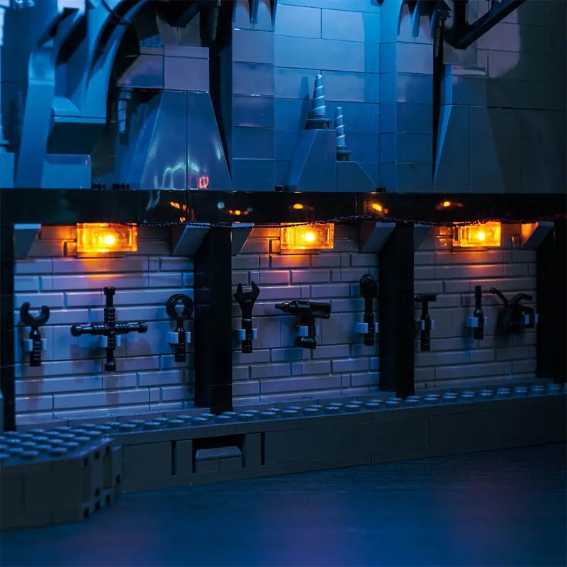 DIY LED light kit for LEGO® DC Batcave #76252, LED strips and bricks detail