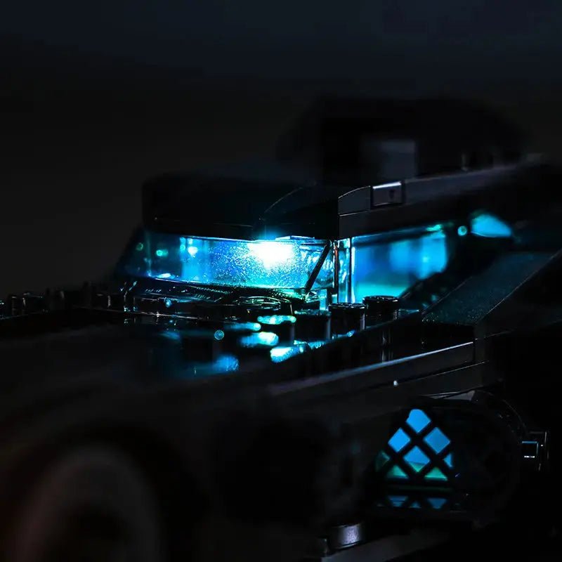 DIY LED light kit for LEGO® DC Batmobile #76224, installed and glowing