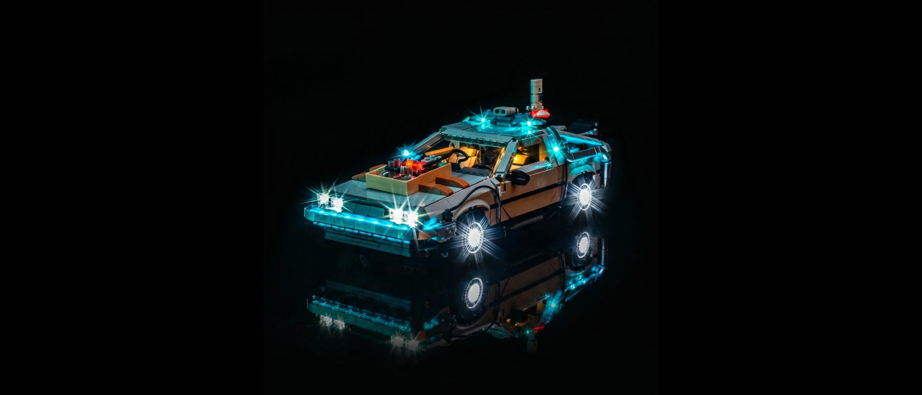 Kit LED pour LEGO® La machine à remonter le temps de Retour vers le futur #10300 — lit with the LED light kit