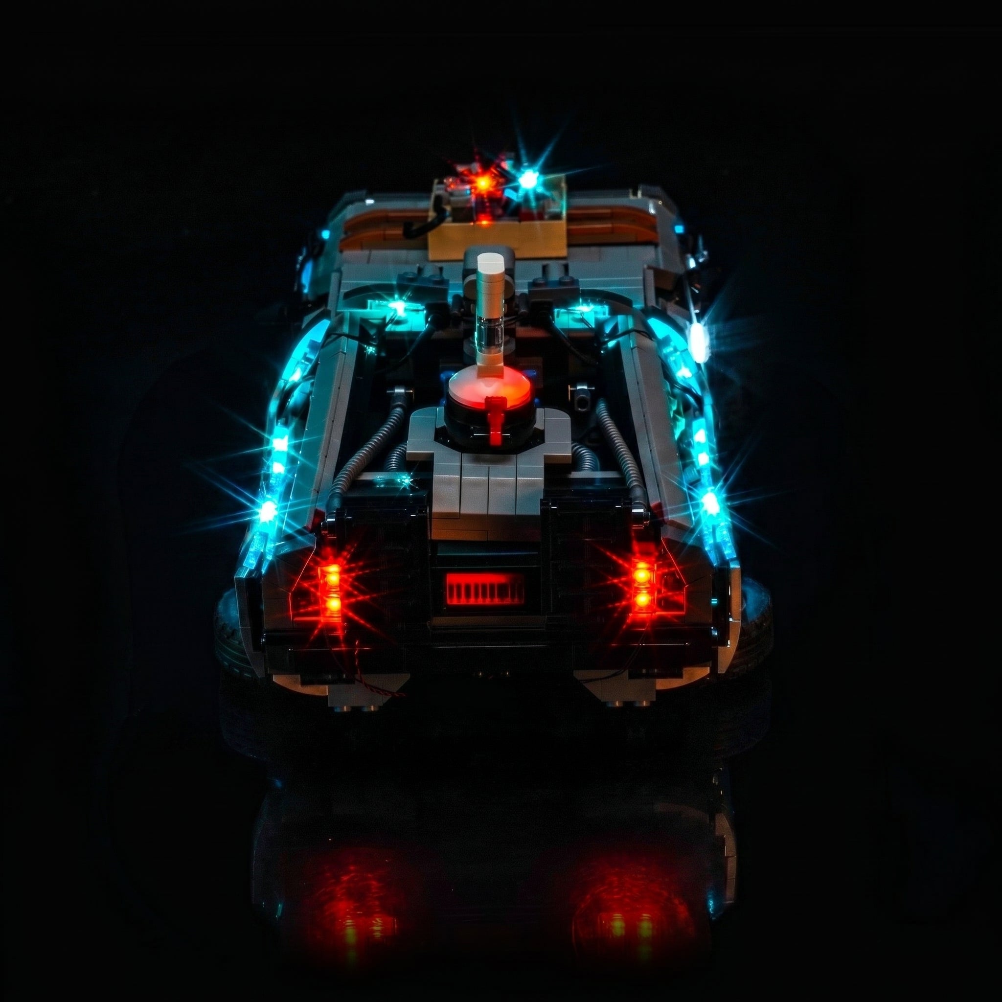 display lighting in a dark room: Bright My Bricks light kit for LEGO® DeLorean Time Machine #10300