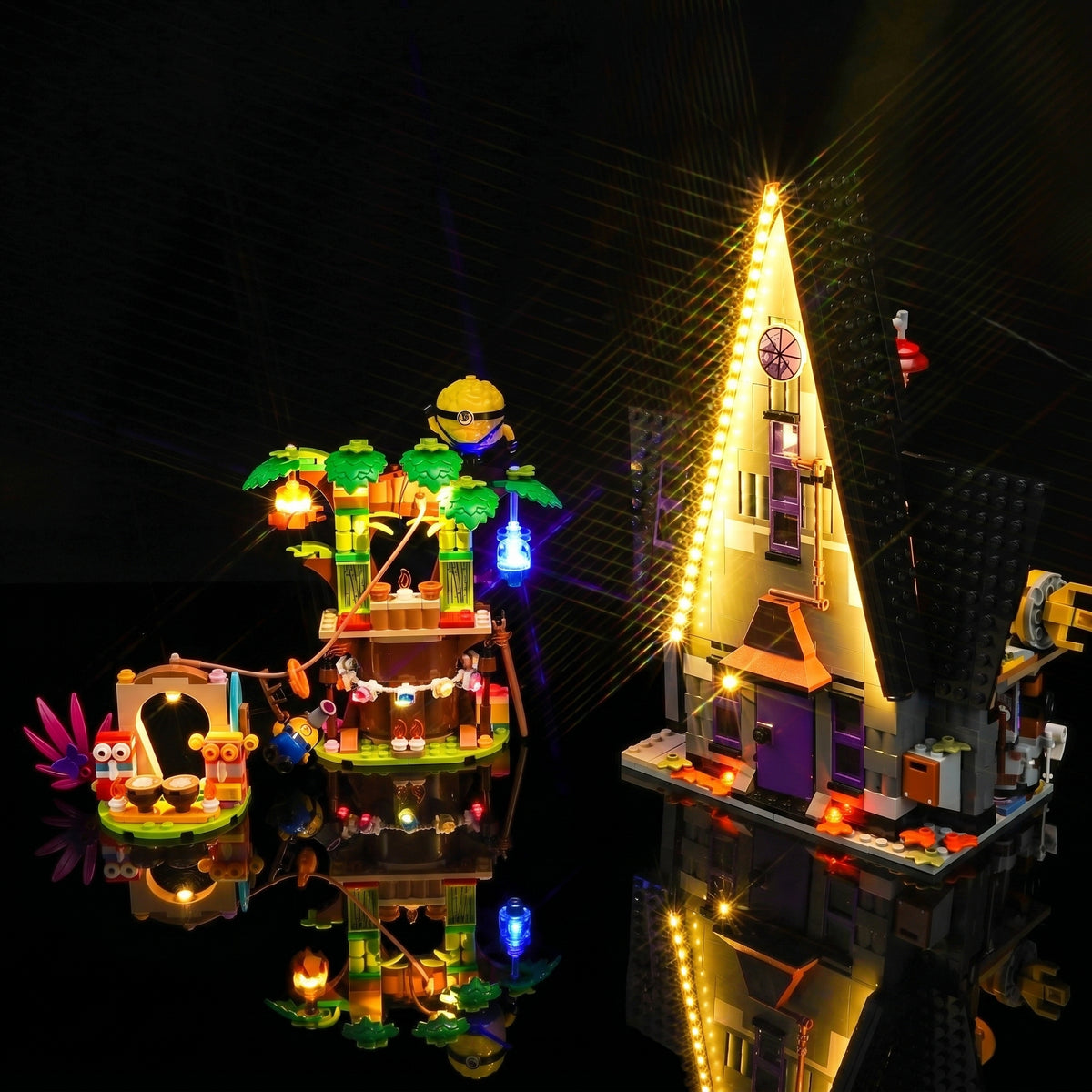 night-mode display glow: Bright My Bricks LED light kit for LEGO® Despicable Me 4 Minions and Gru’s Family Mansion #75583