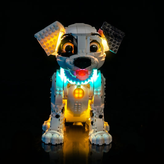 close-up of the LED lighting detail: Bright My Bricks RGB LED light kit for LEGO® Disney 101 Dalmatians Puppy #43269