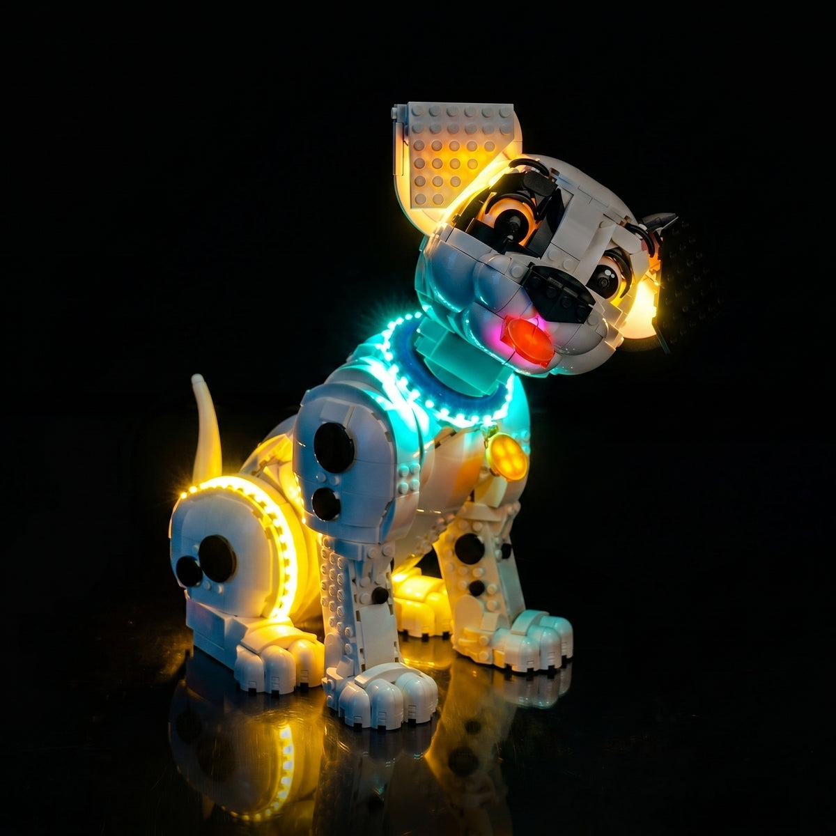 Bright My Bricks DIY LED light kit for LEGO® Disney 101 Dalmatians Puppy #43269 — close-up of the LED lighting detail