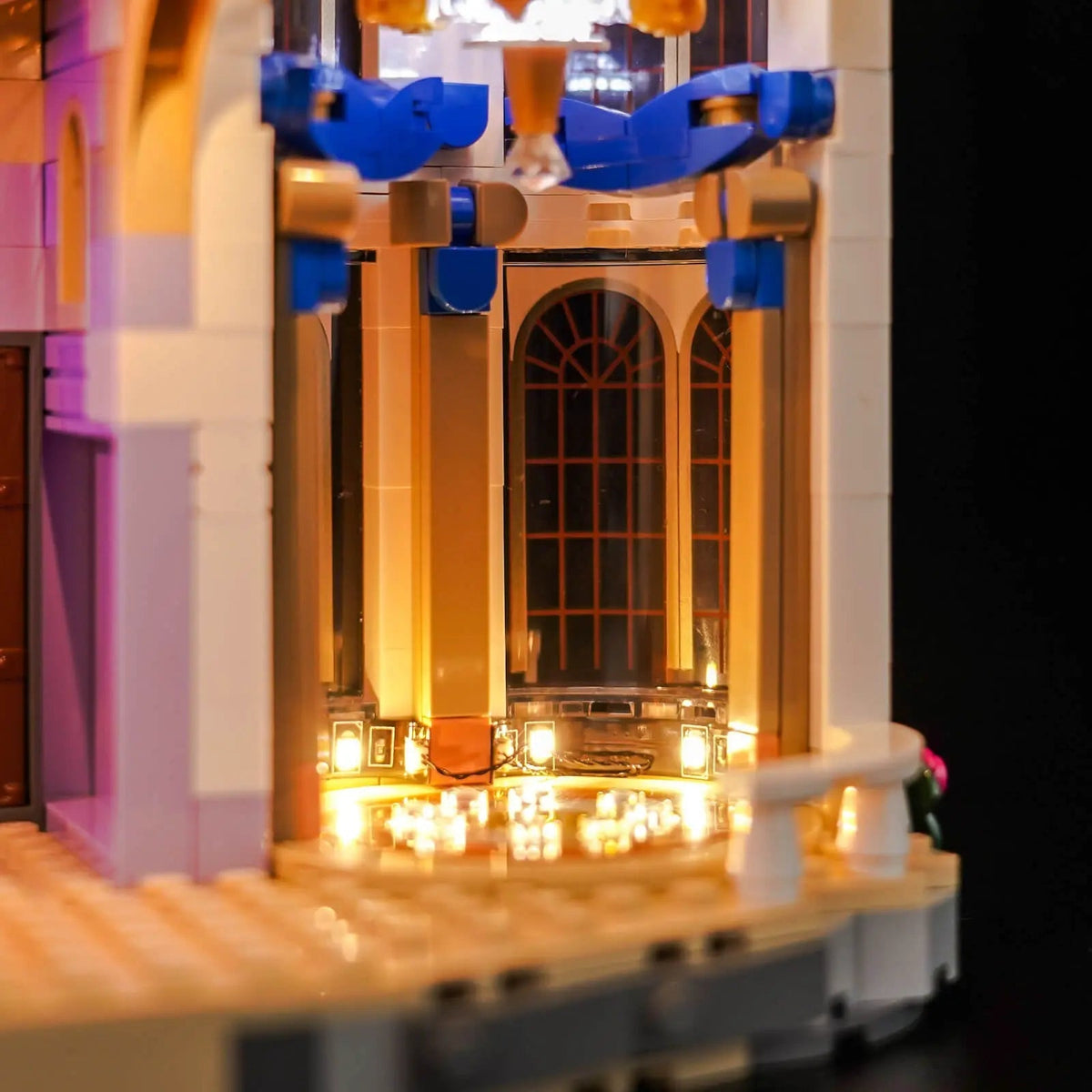 Bright My Bricks LED light kit for LEGO® Disney Beauty and the Beast Castle #43263 — warm LED glow detail