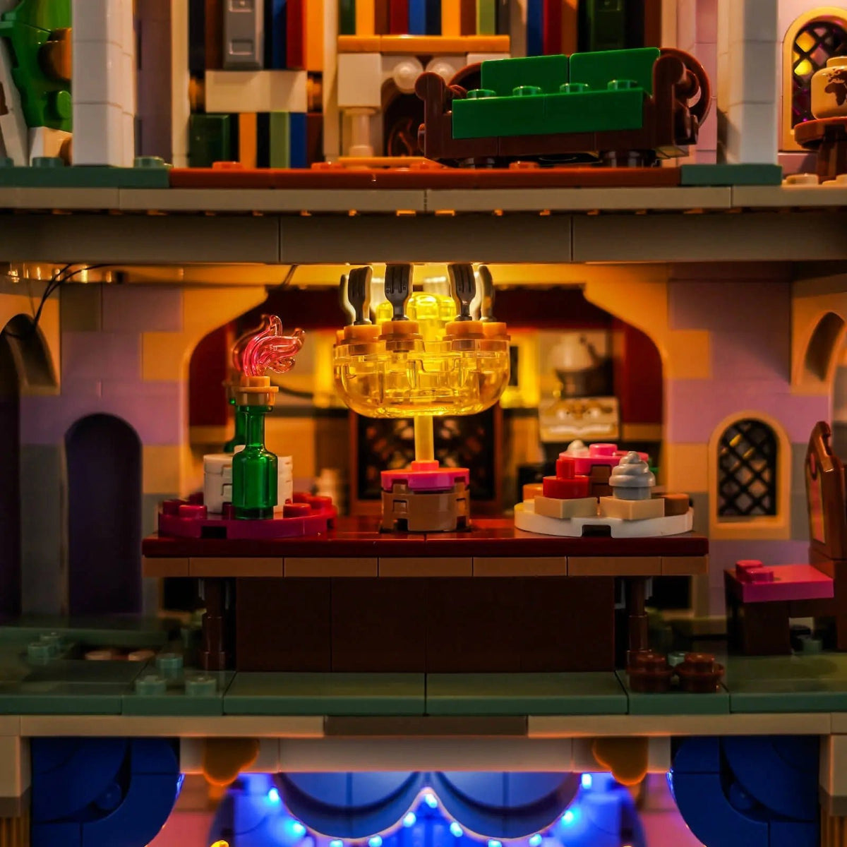 LED lights for LEGO® Disney Beauty and the Beast Castle #43263, LED strips and bricks detail
