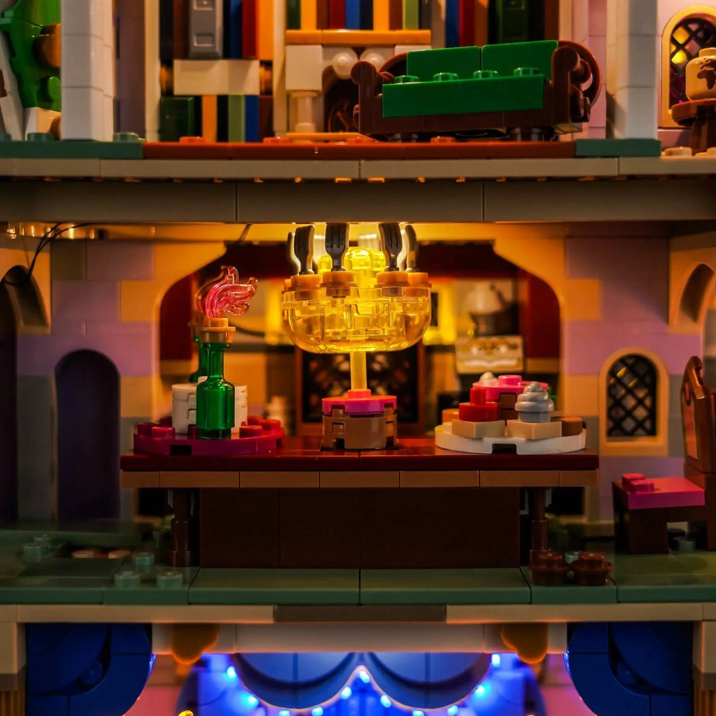 LED lights for LEGO® Disney Beauty and the Beast Castle #43263, LED strips and bricks detail
