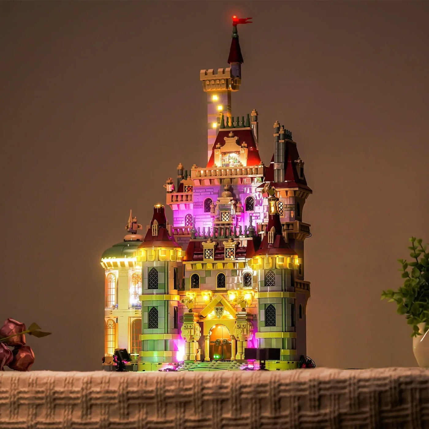LEGO® Disney Beauty and the Beast Castle #43263 — display lighting in a dark room (light kit)