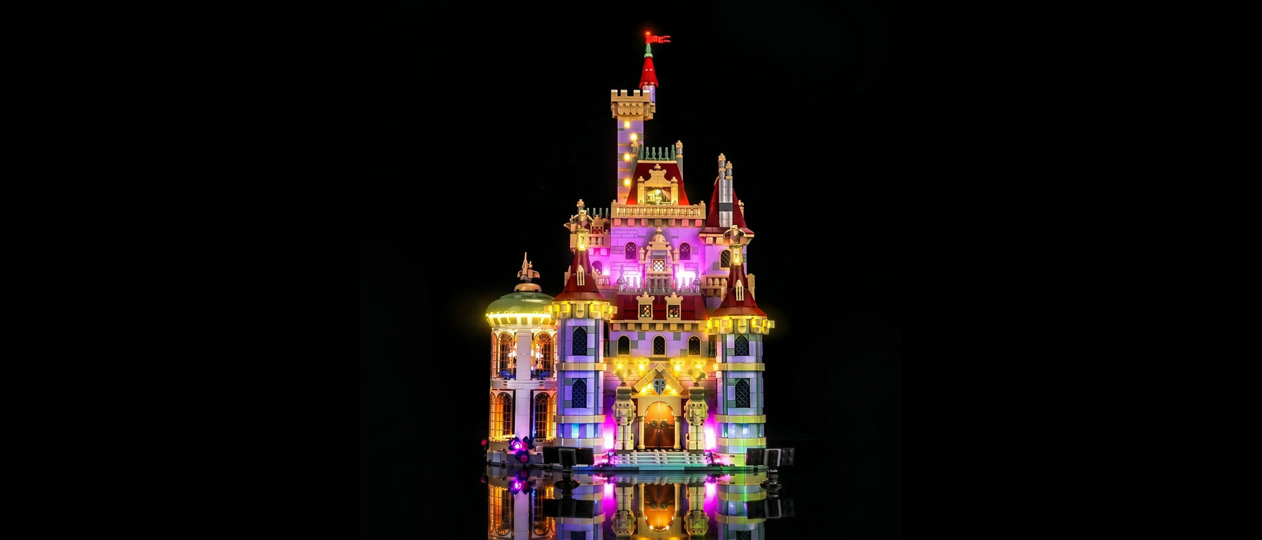 Light Kit for LEGO® Disney Beauty and the Beast Castle #43263 — lit with the LED light kit