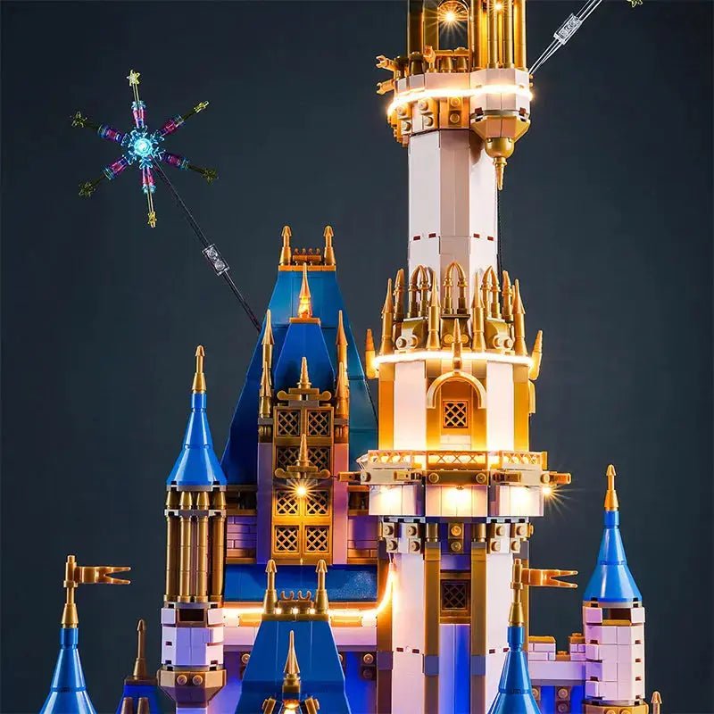 close-up of the LED lighting detail: Bright My Bricks custom LED lighting for LEGO® Disney Castle #43222