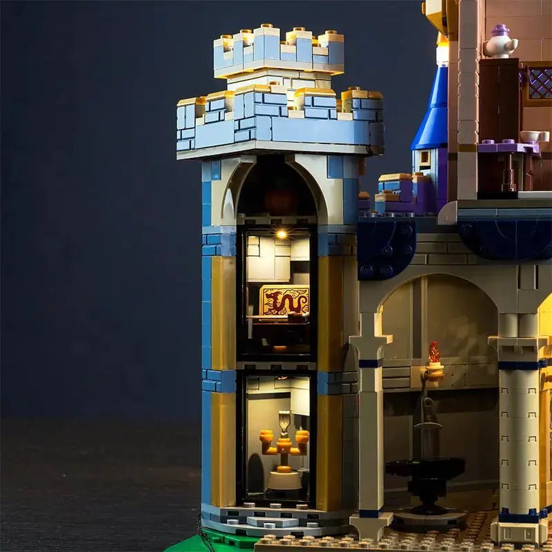Bright My Bricks premium LED light kit for LEGO® Disney Castle #43222 — before-and-after lighting