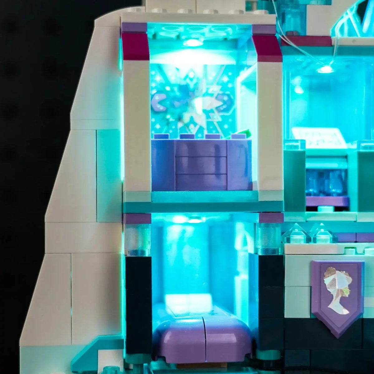 LEGO® Disney Elsa's Ice Palace #43244 — warm LED glow detail (LED lights)