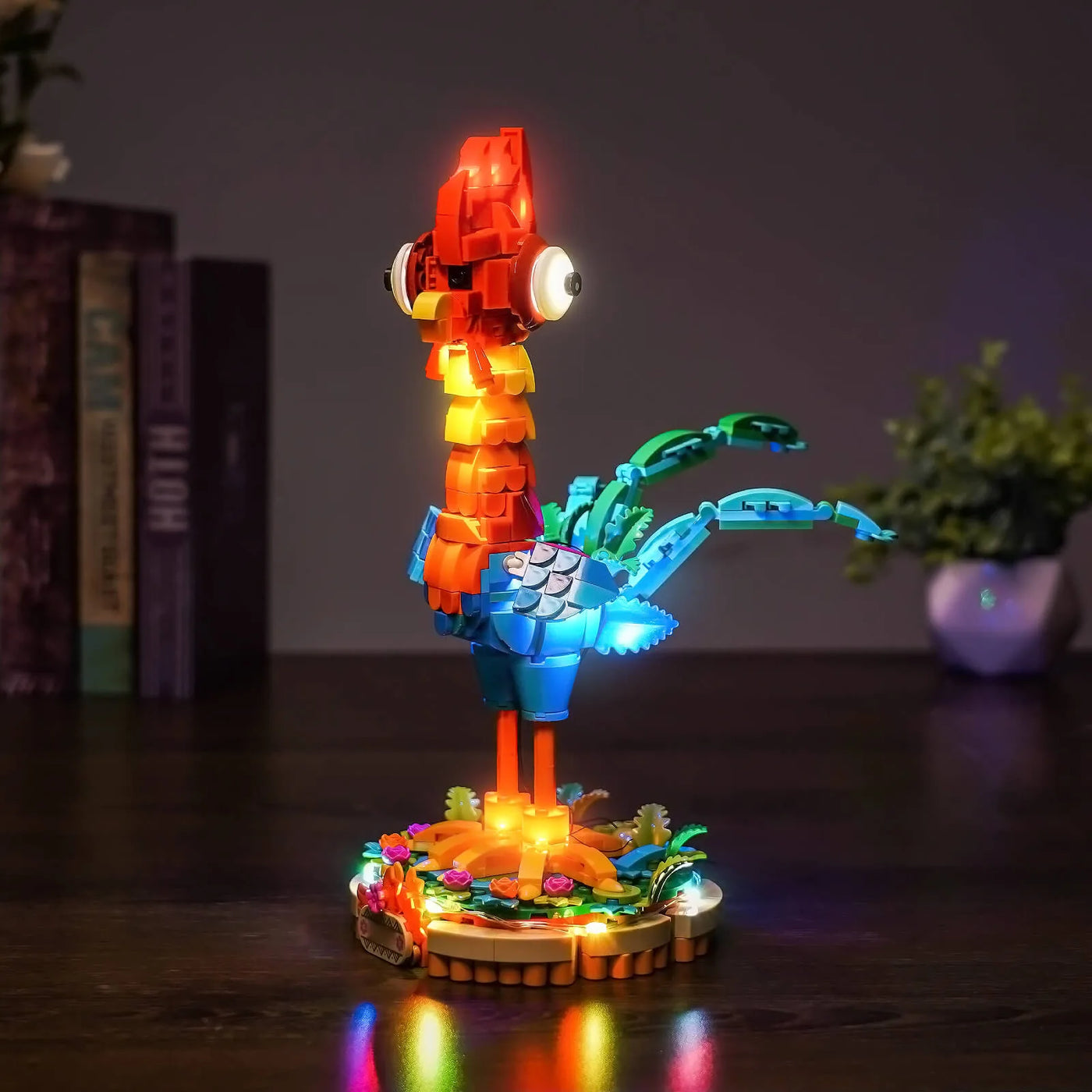 Bright My Bricks light kit for LEGO® Disney Heihei #43272 — illuminated at night