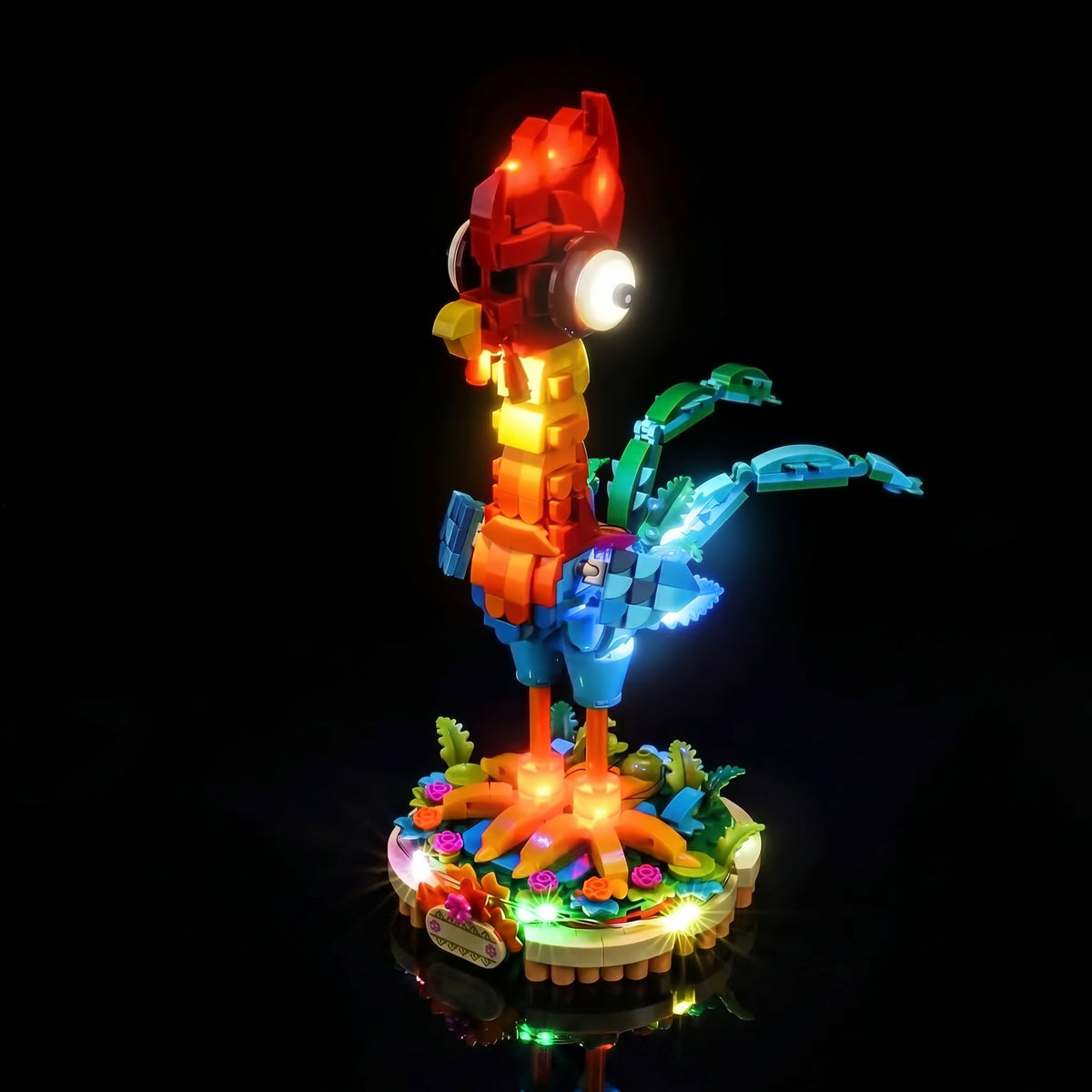 LEGO® Disney Heihei #43272 lighting effect on the build, with the display light kit