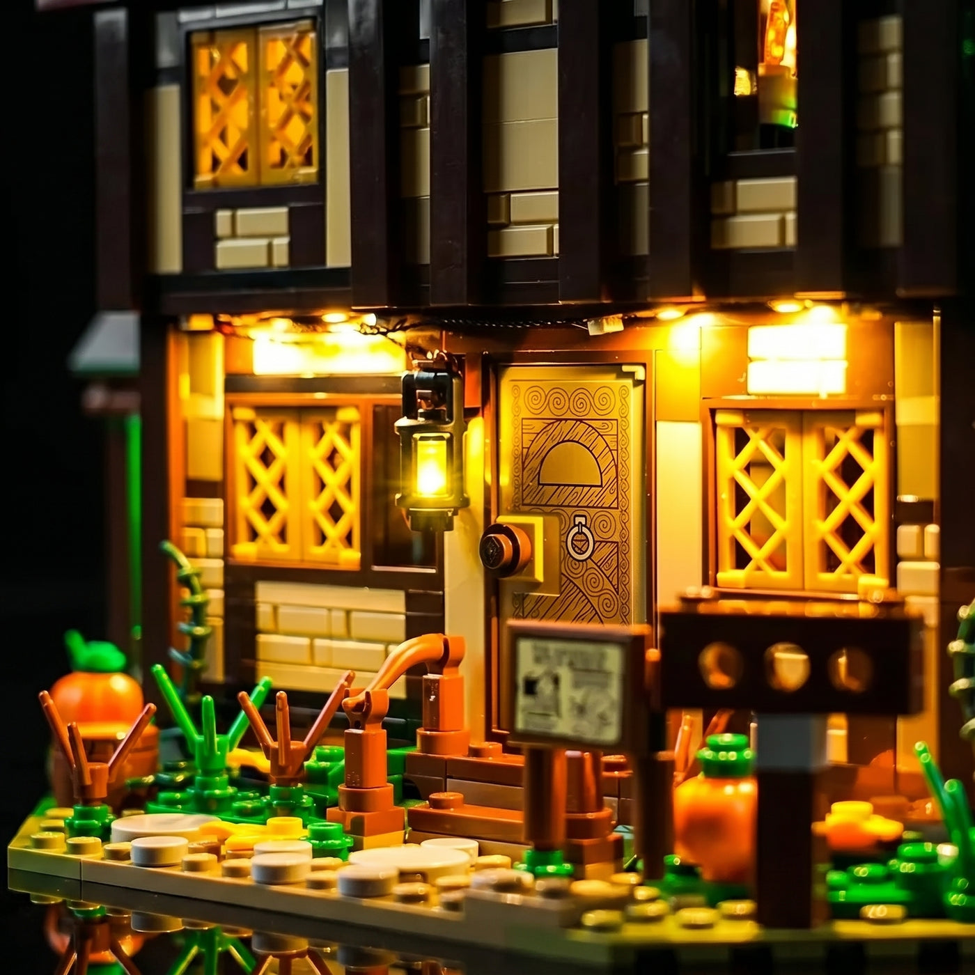 custom LED lighting for LEGO® Disney Hocus Pocus: The Sanderson Sisters' Cottage #21341, brightened interior detail