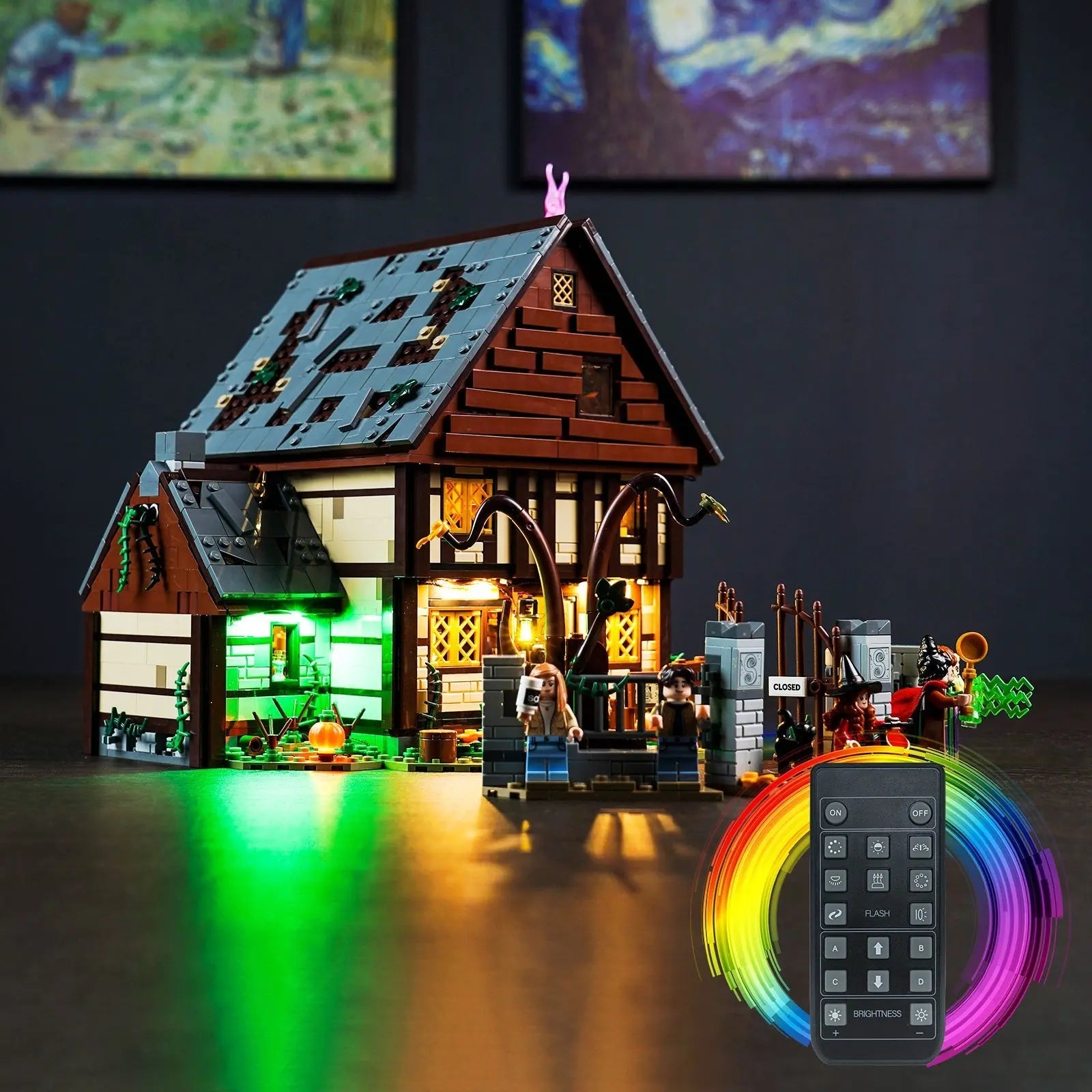 LEGO Disney Hocus Pocus: The Sanderson Sisters' Cottage #21341 LED lighting detail