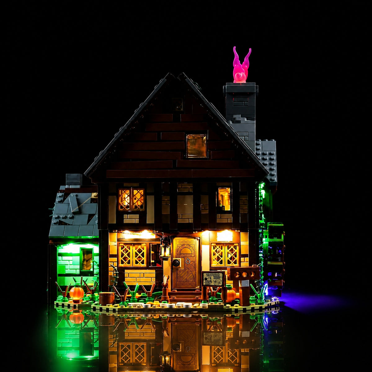 RGB LED light kit for LEGO® Disney Hocus Pocus: The Sanderson Sisters' Cottage #21341, LED kit powered on