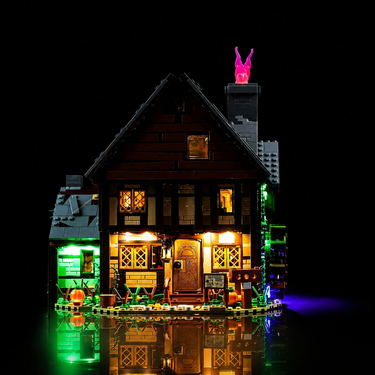 RGB LED light kit for LEGO® Disney Hocus Pocus: The Sanderson Sisters' Cottage #21341, LED kit powered on