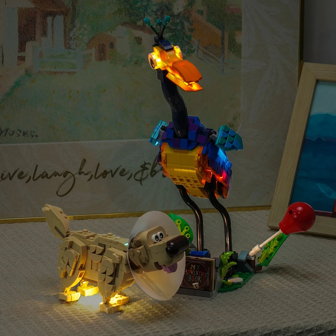 side angle with lights on: Bright My Bricks DIY LED light kit for LEGO® Disney Kevin & Dug #43290