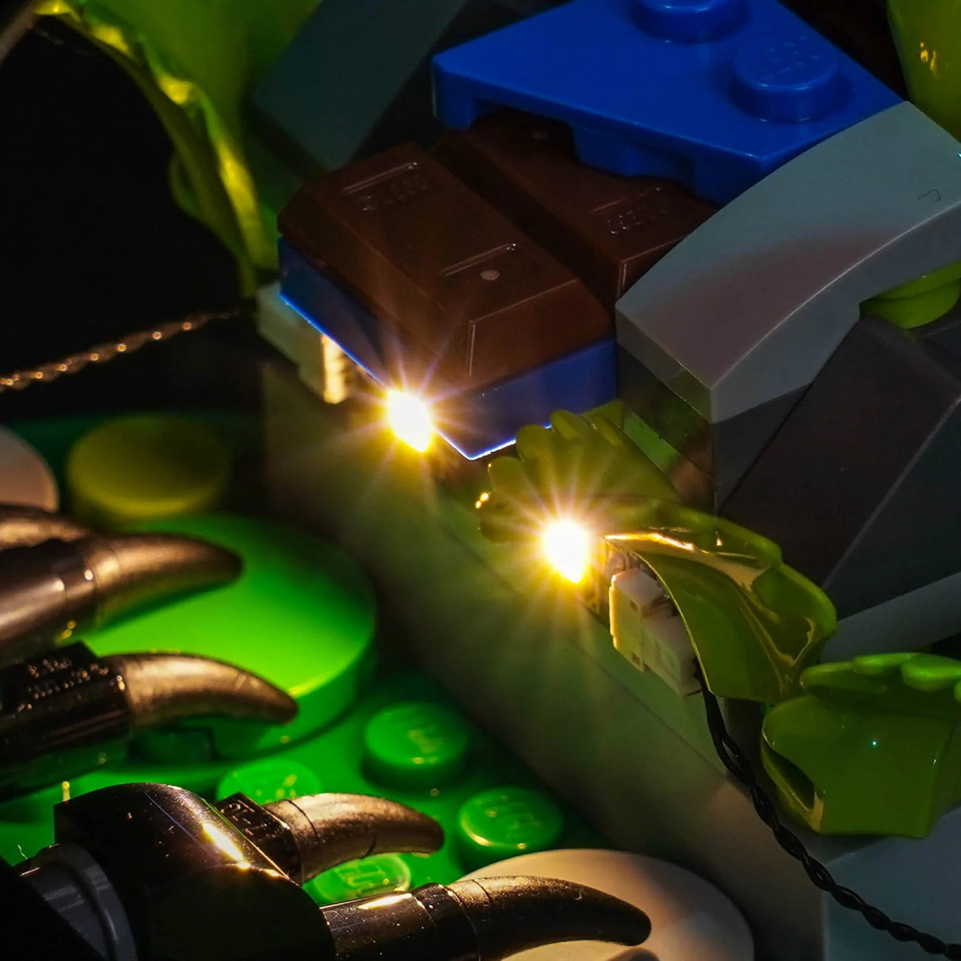 LED light kit for LEGO® Disney Kevin & Dug #43290, illuminated at night