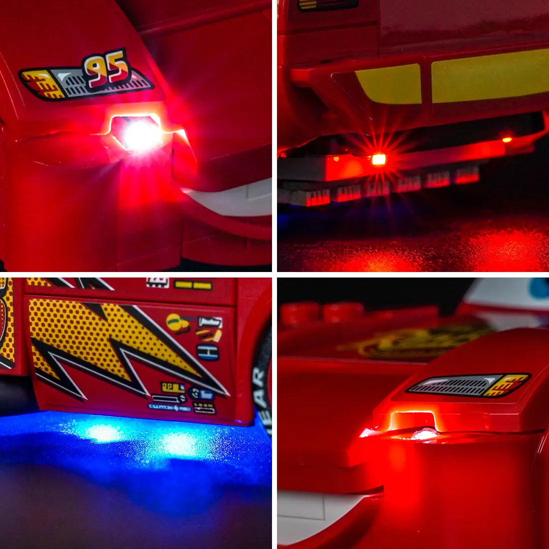 premium LED light kit for LEGO® Disney Lightning McQueen #77255, warm LED glow detail