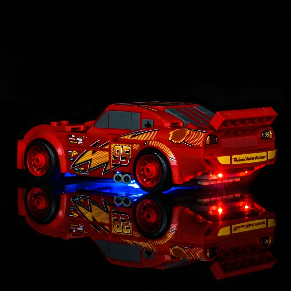 LED lights for LEGO® Disney Lightning McQueen #77255, installed and glowing