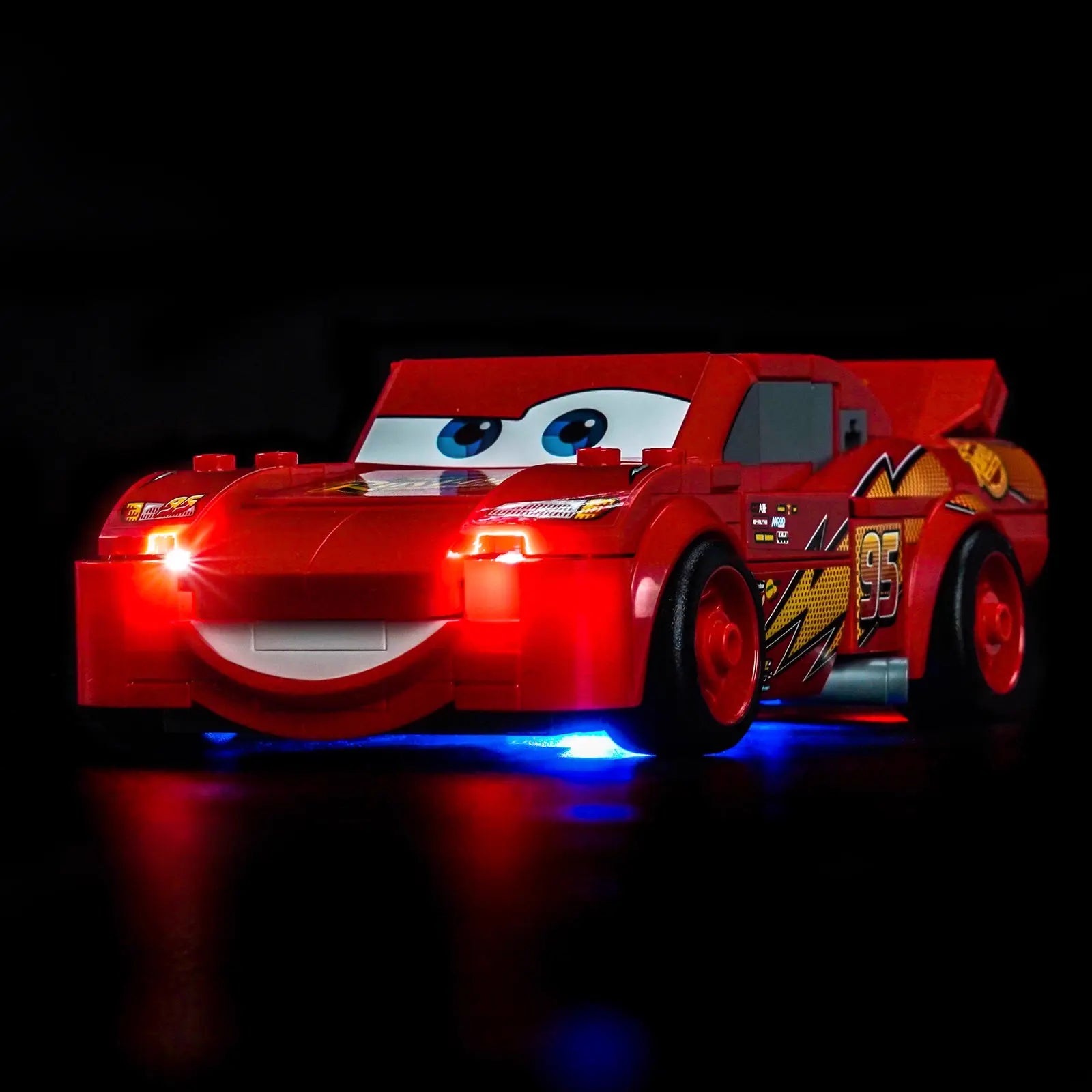 LED lights bring LEGO Disney Lightning McQueen #77255 to life