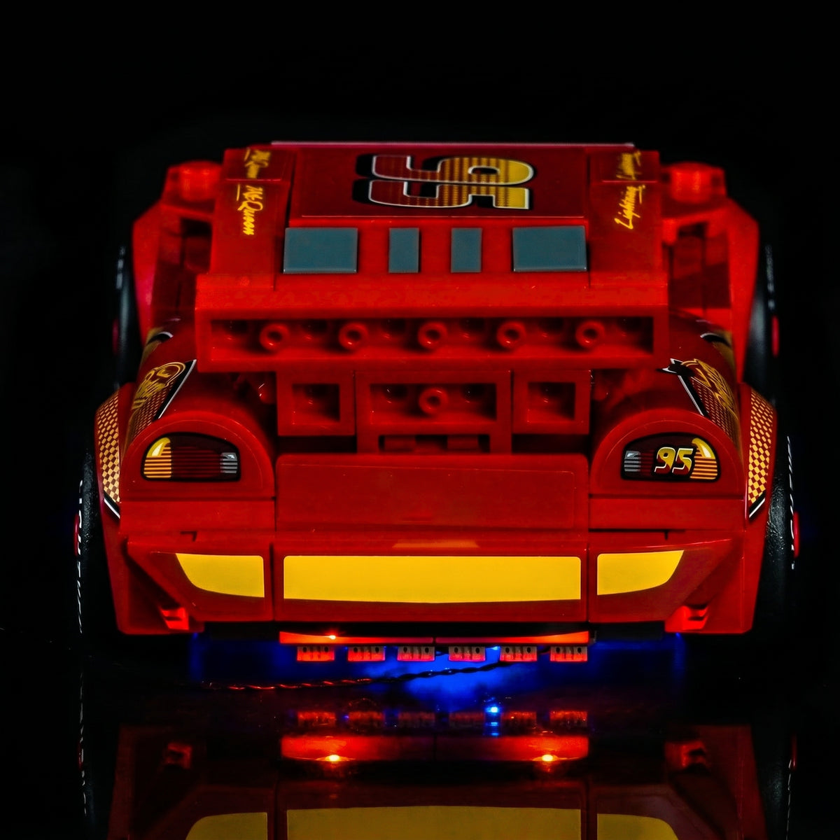 display lighting in a dark room: Bright My Bricks custom LED lighting for LEGO® Disney Lightning McQueen #77255
