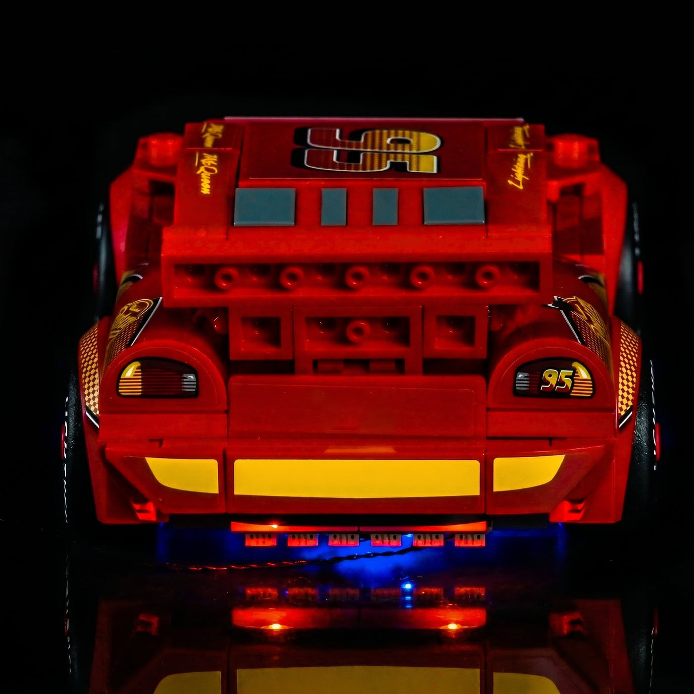display lighting in a dark room: Bright My Bricks custom LED lighting for LEGO® Disney Lightning McQueen #77255