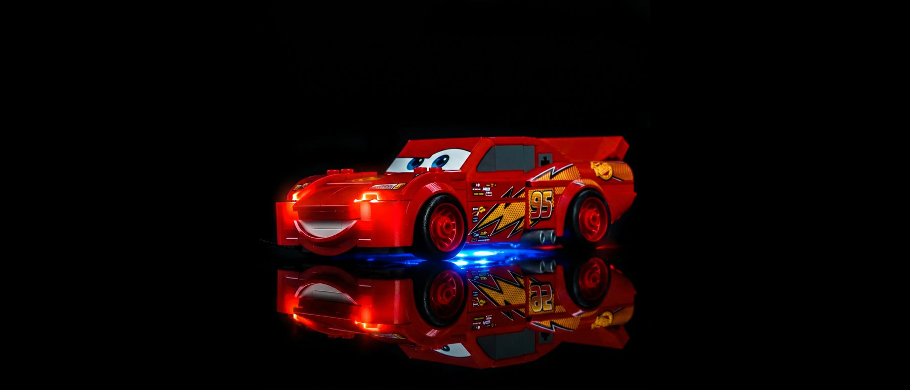 Light Kit for LEGO® Disney Lightning McQueen #77255 — lit with the LED light kit