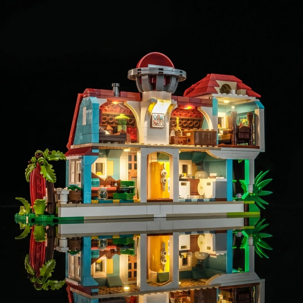 LEGO® Disney Lilo and Stitch Beach House #43268 — LED strips and bricks detail (LED lights)