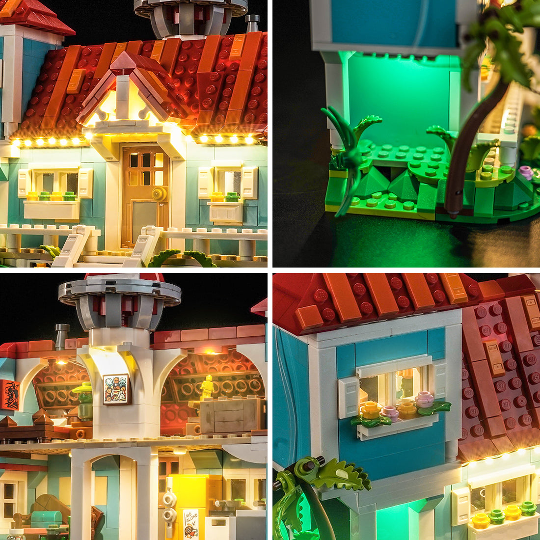 Bright My Bricks LED lighting kit for LEGO® Disney Lilo and Stitch Beach House #43268 — close-up of the LED lighting detail