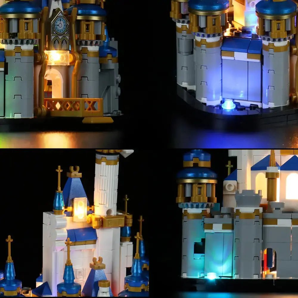LEGO® Disney Mini Disney Castle #40478 — illuminated at night (RGB LED light kit)