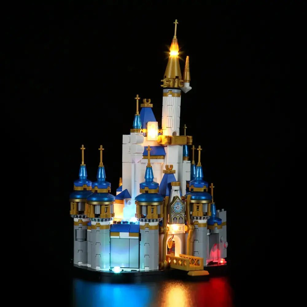 LED lights for LEGO® Disney Mini Disney Castle #40478, installed and glowing