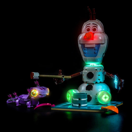 Bright My Bricks DIY LED light kit for LEGO® Disney Olaf and Bruni's Picnic Fun #43287 — installed and glowing