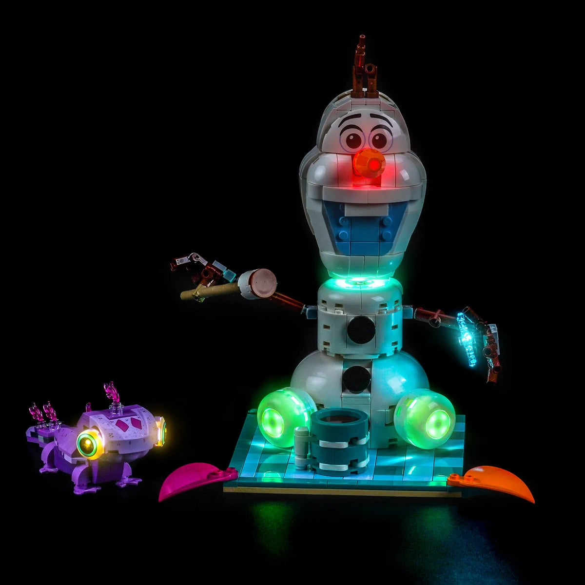 before-and-after lighting: Bright My Bricks LED lights for LEGO® Disney Olaf and Bruni's Picnic Fun #43287