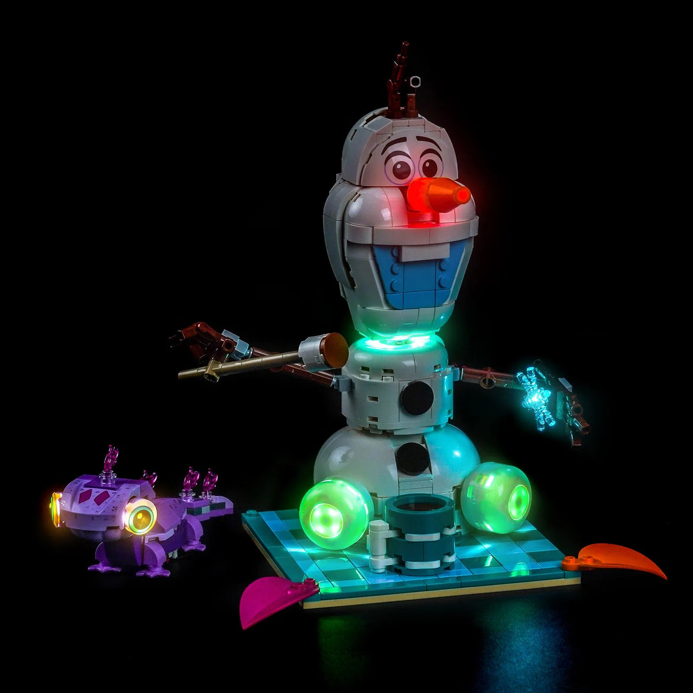 LEGO® Disney Olaf and Bruni's Picnic Fun #43287 — illuminated at night (LED lights)