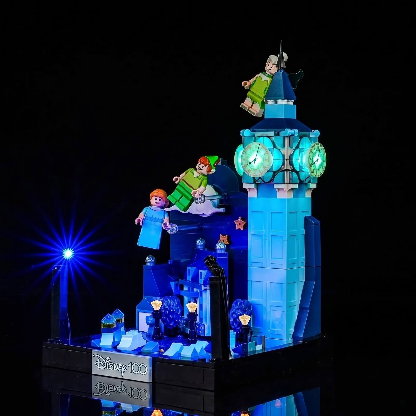 Bright My Bricks LED light kit for LEGO® Disney Peter Pan & Wendy's Flight Over London #43232 — lighting effect on the build