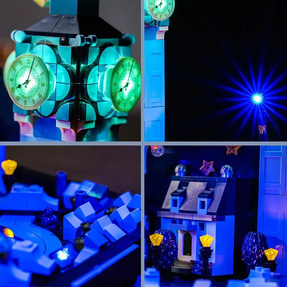 LEGO® Disney Peter Pan & Wendy's Flight Over London #43232 close-up of the LED lighting detail, with the LED lights