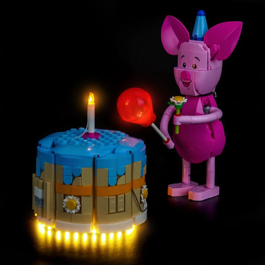 Bright My Bricks USB-powered LED light kit for LEGO® Disney Piglet's Birthday Fun #43305 — showcase lighting view