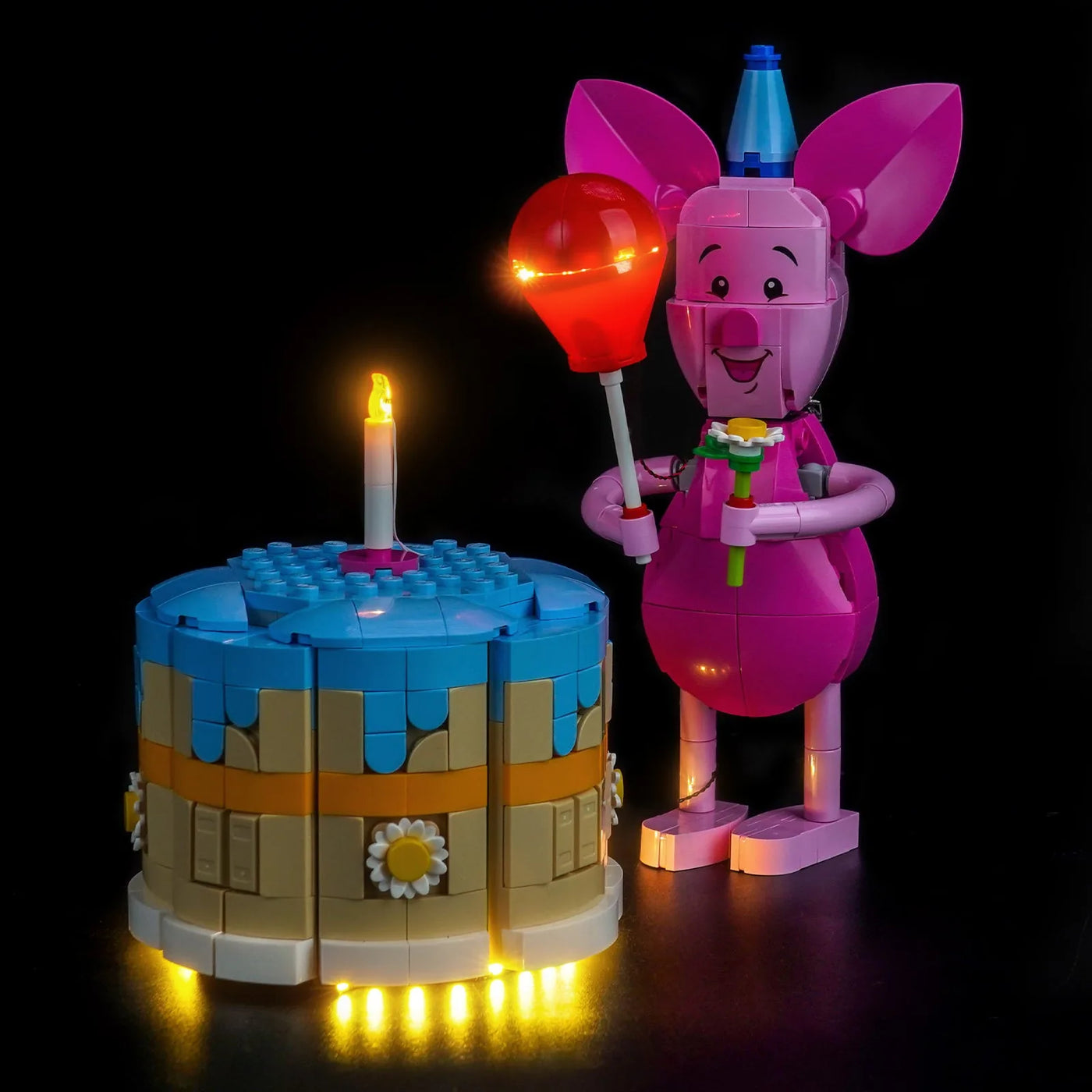 LEGO® Disney Piglet's Birthday Fun #43305 — brightened interior detail (DIY LED light kit)