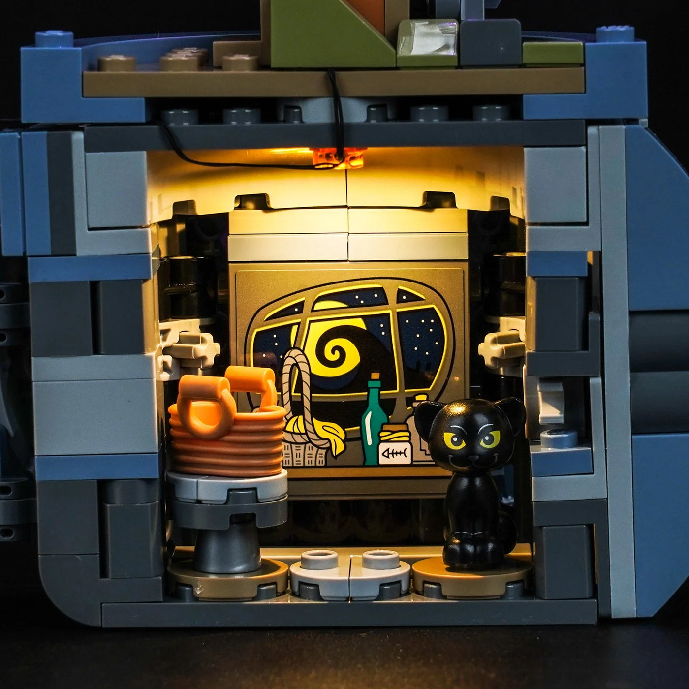 DIY LED light kit for LEGO® Disney Sally's Flowerpot #43288, installed and glowing