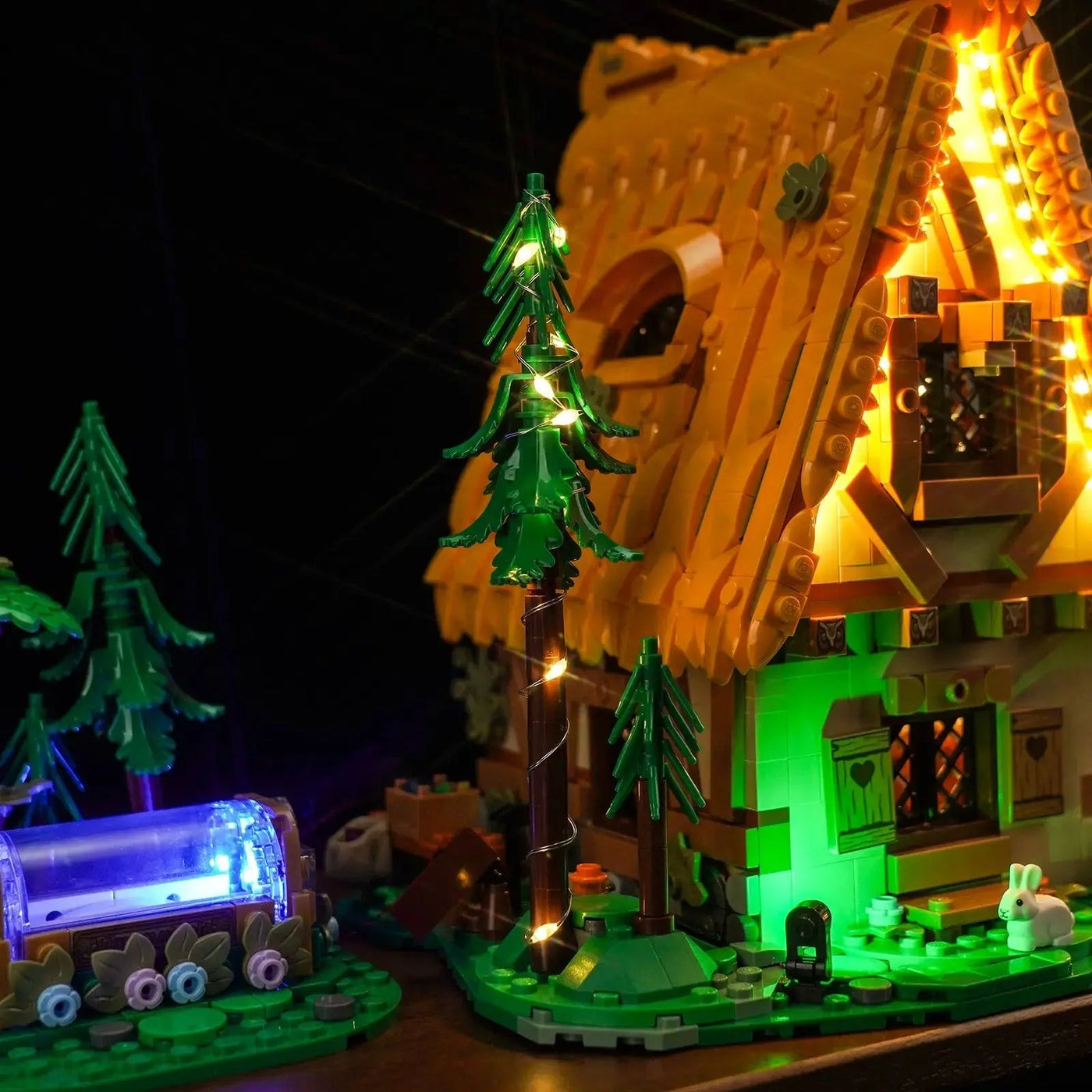 LEGO® Disney Snow White Cottage #43242 — close-up of the LED lighting detail (LED lights)